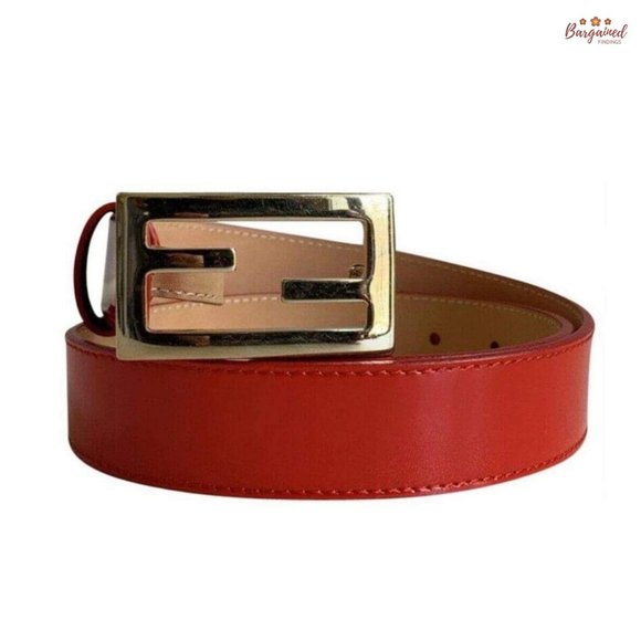 Authentic FENDI Red Patent Leather FF Baguette Buckle Belt 70/28 - 8C0130 - Picture 1 of 12